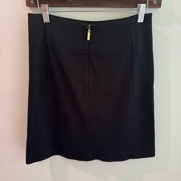 Tory Burch Wool Blend Leather Trimmed Mini Skirt Black Brown XS - Picture 4 of 8